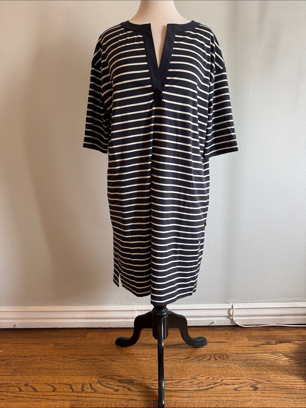 Lafayette 148 New York Black and White Striped Cotton Shift Dress